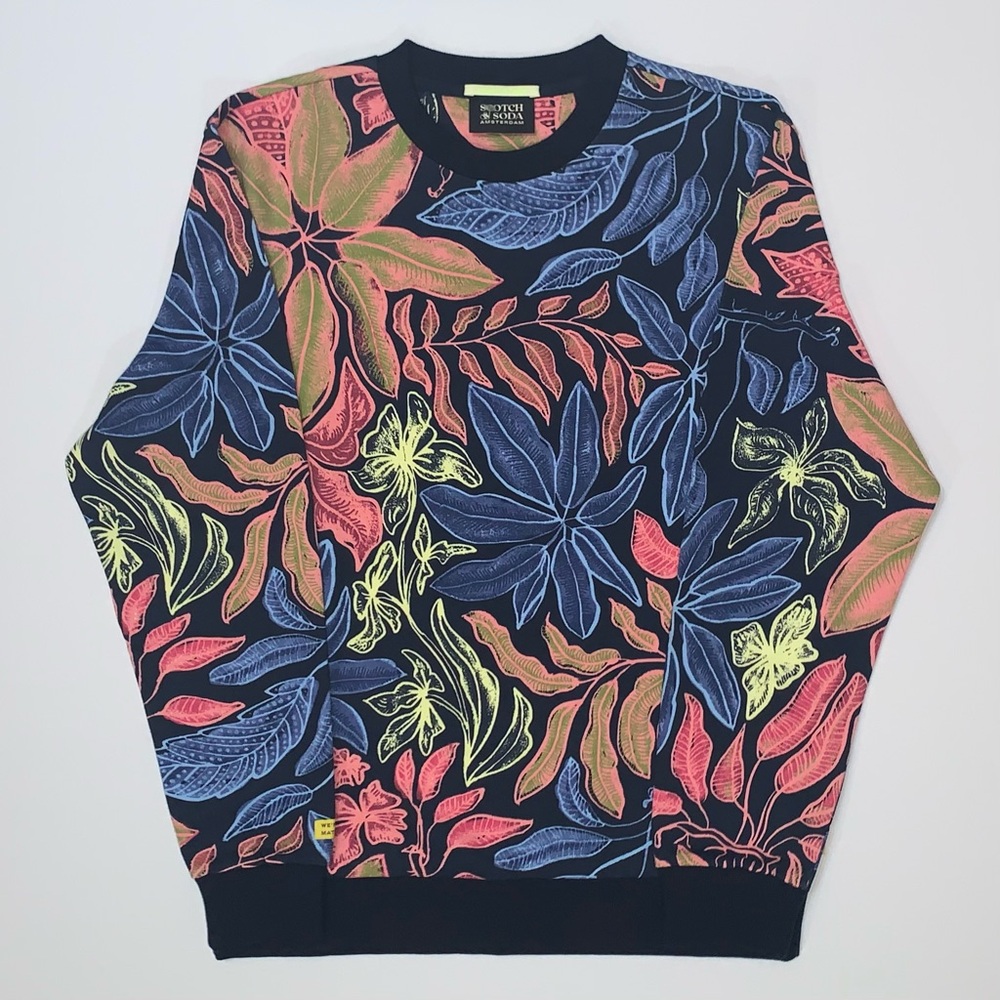 Scotch & Soda Men's Multicolor All-Over-Print Sweatshirt-Size M New - Picture 2 of 10
